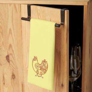 Serviette de cuisine - Poulets de linge de cuivre