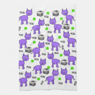 Serviette de cuisine pour chats mauves