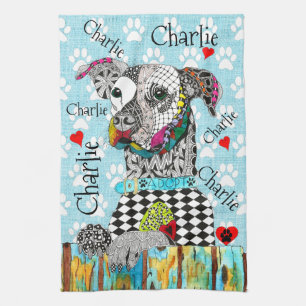 Serviette de cuisine pour chien de race mixte mign