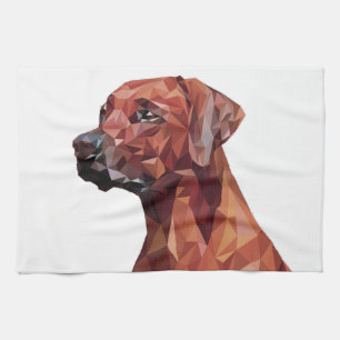 Serviette de cuisine pour chien géométrique marron
