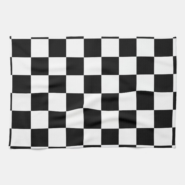 Serviette de cuisine pour échecs noir et blanc (Horizontal)