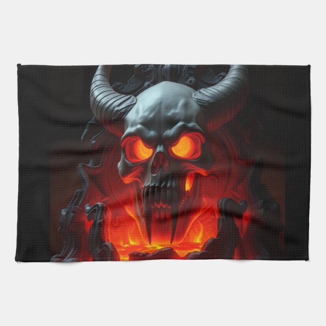 Serviette de cuisine pour Halloween Trône de crâne (Horizontal)