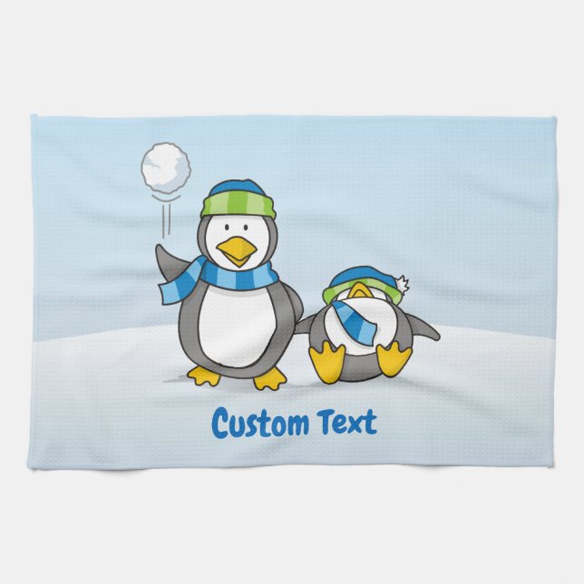 Serviette de cuisine pour manchots à neige (Horizontal)