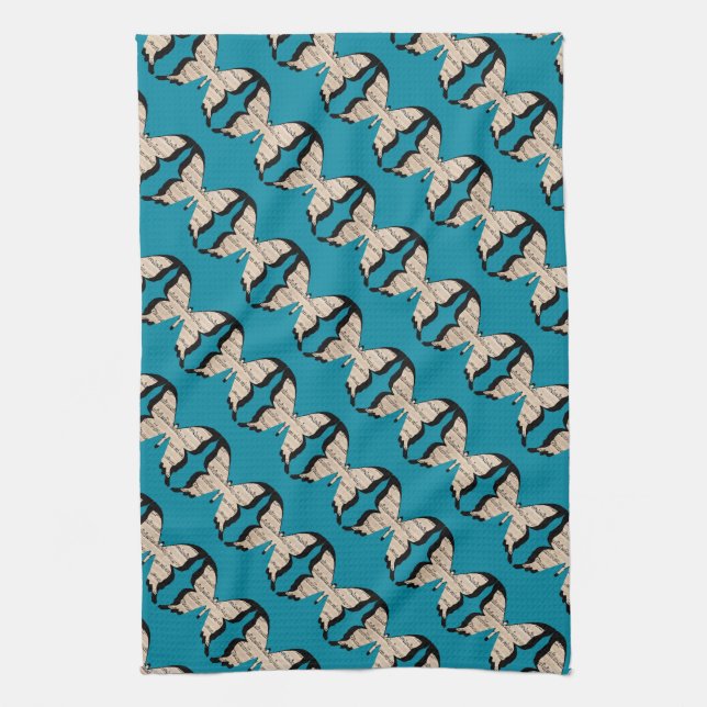 Serviette de cuisine pour papillons de musique (Vertical)