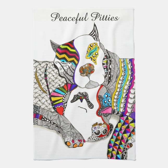 Serviette de cuisine pour Pitbull mignonne et colo (Vertical)