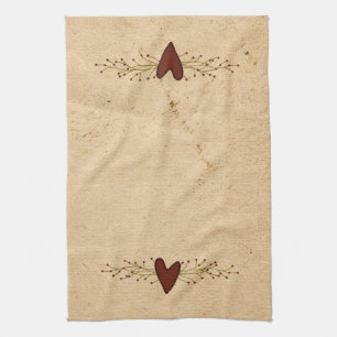 Serviette de cuisine primitive de coeur
