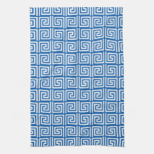 Serviette de cuisine principale grecque bleue et