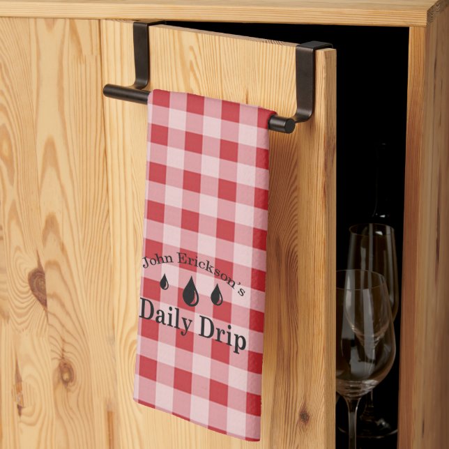 Serviette de cuisine quotidienne EN VICHY rouge (Pliage en tiers)