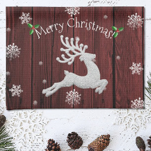 Serviette de cuisine Red Rustic Christmas Reindeer