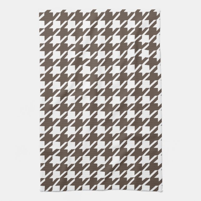 Serviette de cuisine rétro Brown Houndstooth (Vertical)