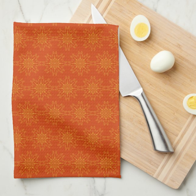 Serviette de cuisine Retro Mandala Papaya (Quart Plié)