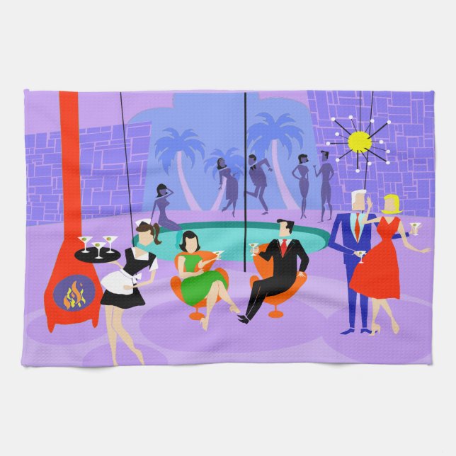 Serviette de cuisine Retro Tropical Cocktail Party (Horizontal)