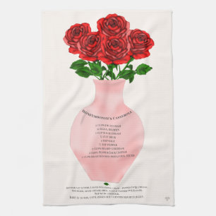 Serviette de cuisine romantique pour la recette de