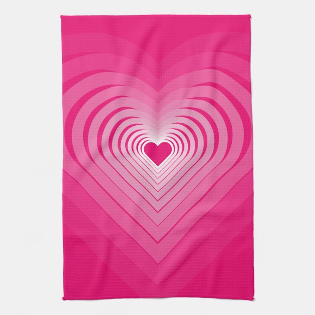 Serviette de cuisine rose avec Coeur (Vertical)