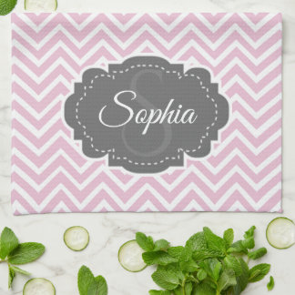 Serviette de cuisine rose Chevron