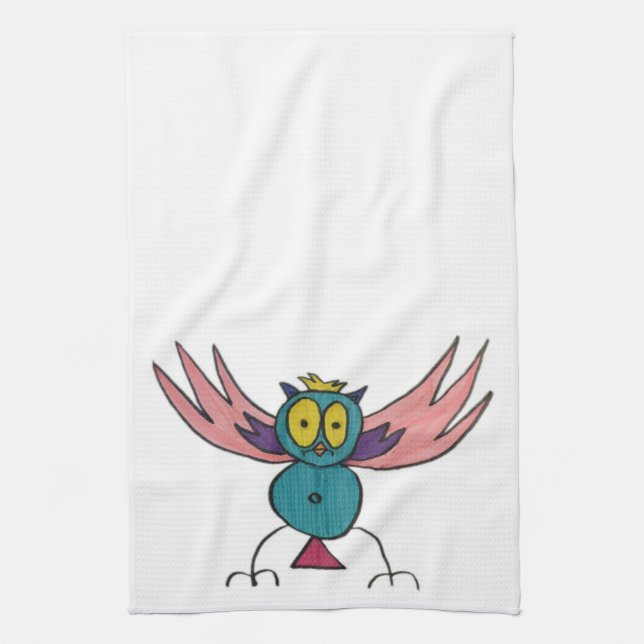 Serviette de cuisine rose de hibou de JMCdesign (Vertical)