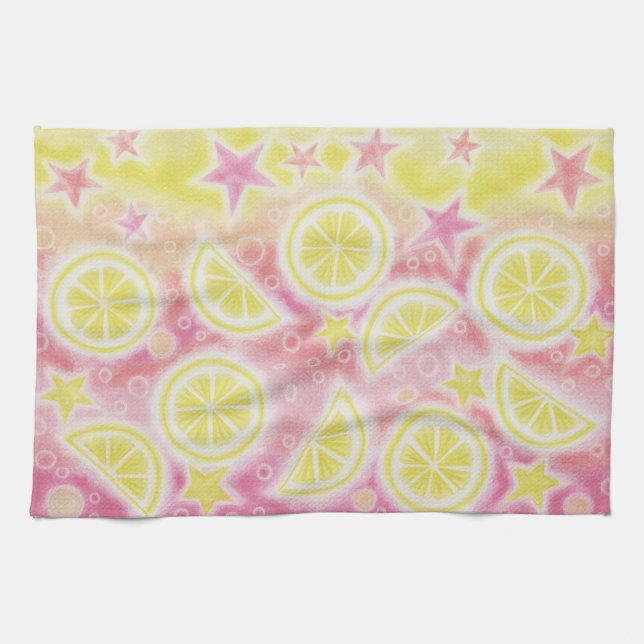 Serviette de cuisine rose de limonade (Horizontal)