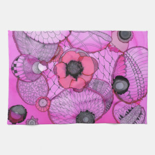 Serviette de cuisine rose de surprise