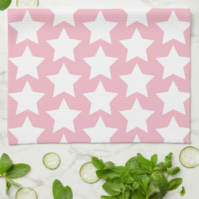 Serviette de cuisine rose et blanche poussiéreuse (Plié)