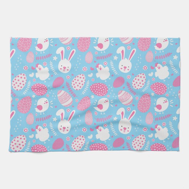 Serviette de cuisine rose et bleue simple de motif (Horizontal)