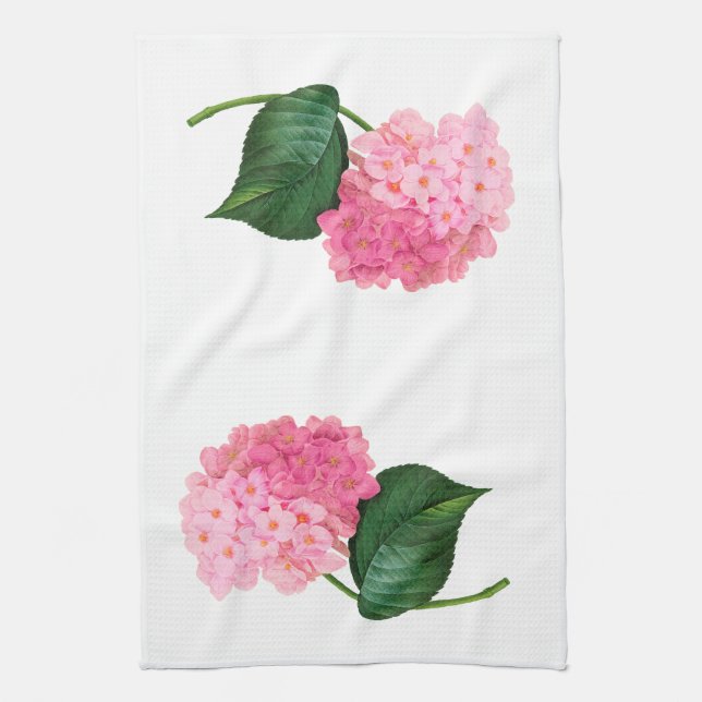 Serviette de cuisine rose Hydrangea (Vertical)