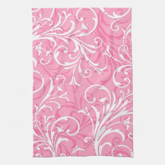 Serviette de cuisine rose ornementale (Vertical)