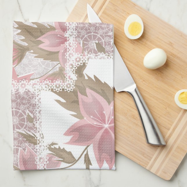 Serviette de cuisine rose pâle (Quart Plié)