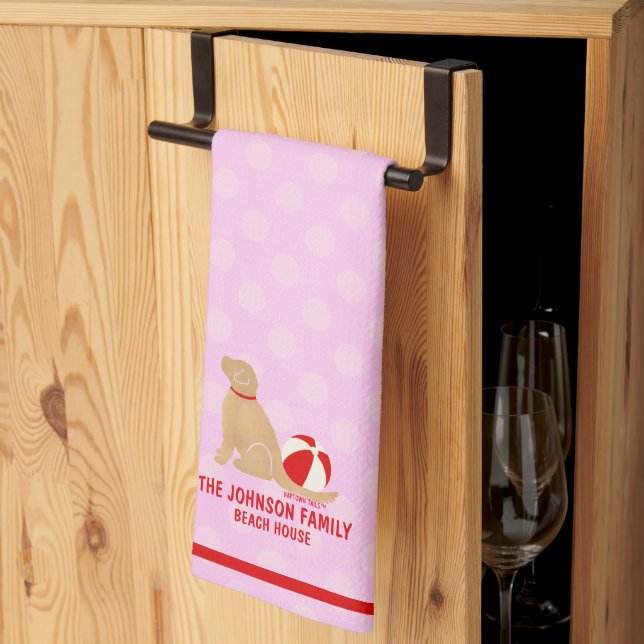 Serviette de cuisine rose pour chien Retriever dor (Pliage en tiers)