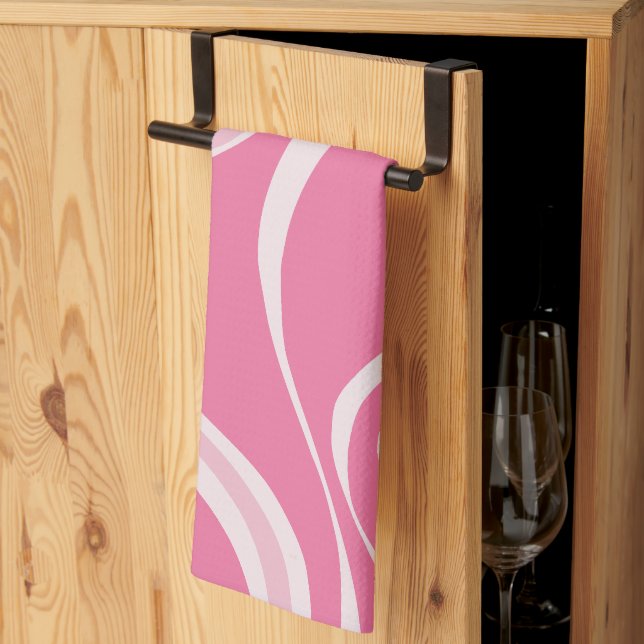 Serviette de cuisine rose Waves (Pliage en tiers)