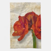 Serviette de cuisine rouge d'amaryllis