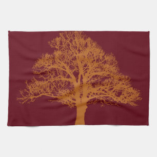Serviette de cuisine rouge de chêne