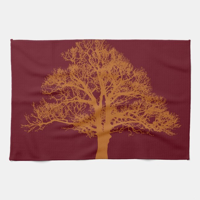 Serviette de cuisine rouge de chêne (Horizontal)