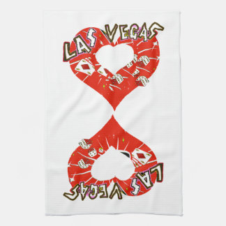 Serviette de cuisine rouge de coeurs de Las Vegas