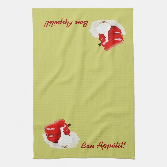 serviette de cuisine rouge de paprika et d'ail (Vertical)