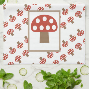 Serviette de cuisine rouge lunatique de champignon