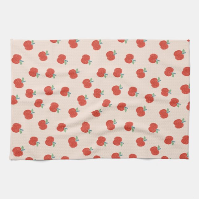 Serviette de cuisine rouge pomme (Horizontal)