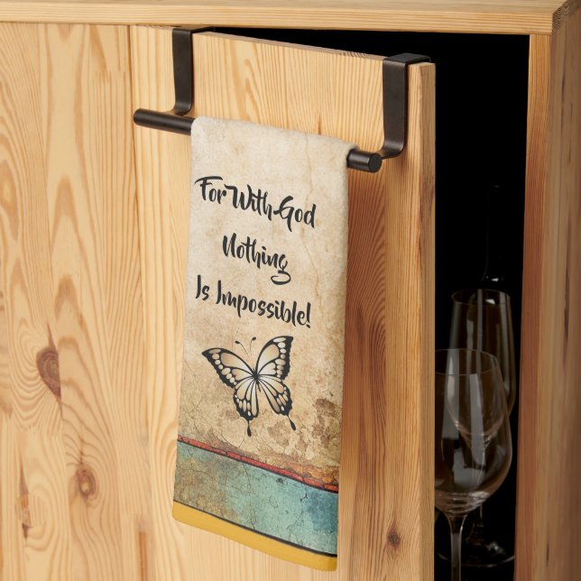 Serviette de cuisine rustique Avec Dieu Tout Est P (Pliage en tiers)