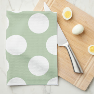 Serviette de cuisine Sage and White Polka Dot