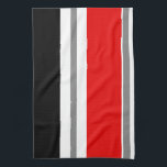 Serviette de cuisine saignée de Whilver<br><div class="desc">Cette serviette semblera grande dans une cuisine avec un noir,  un rouge,  un blanc,  et un décor argenté.</div>