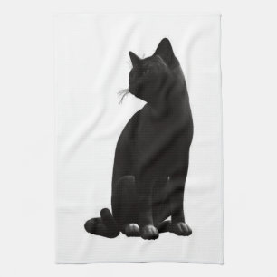 Serviette de cuisine se reposante de chat noir
