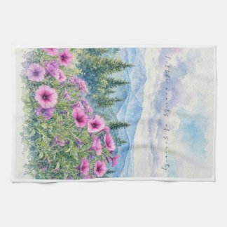 Serviette de cuisine Sérénité aquarelle et fleurs
