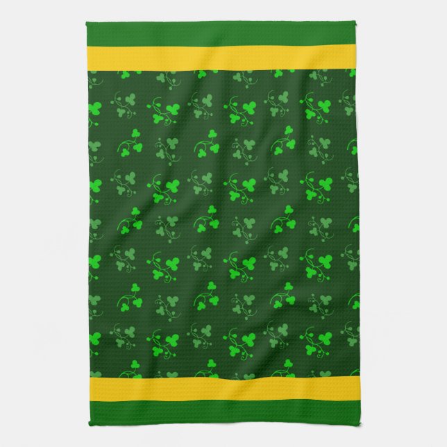 Serviette de cuisine Shamrock en Gris Jaune (Vertical)