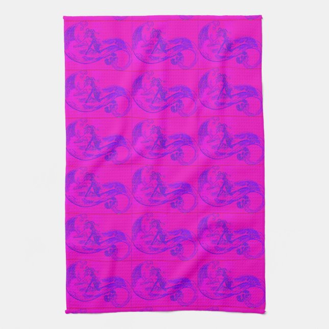 serviette de cuisine sirène rose (Vertical)