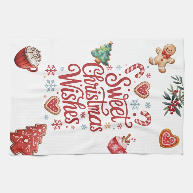 Serviette de cuisine Souhaits de Noël cosy (Horizontal)