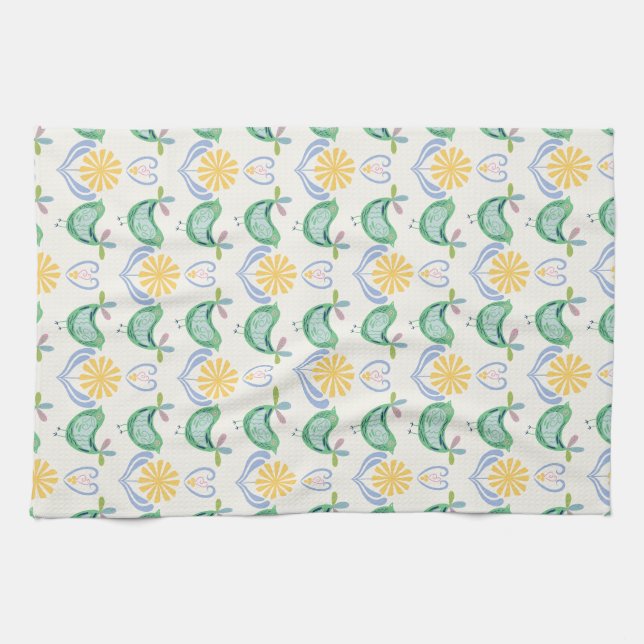 Serviette de cuisine style scandinave Oiseaux sur  (Horizontal)