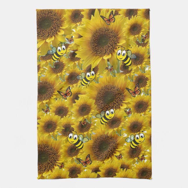 Serviette de cuisine Sunflower Bumblebee (Vertical)