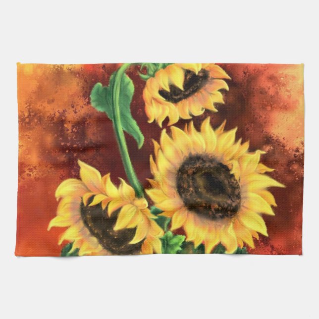 Serviette de cuisine Sunflowers - Peinture (Horizontal)