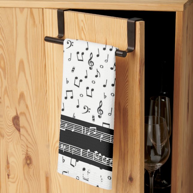 Serviette de cuisine symboles musicaux (Pliage en tiers)