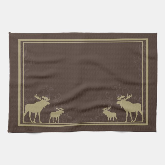 Serviette de cuisine tourbée d'orignal brun rustiq (Horizontal)
