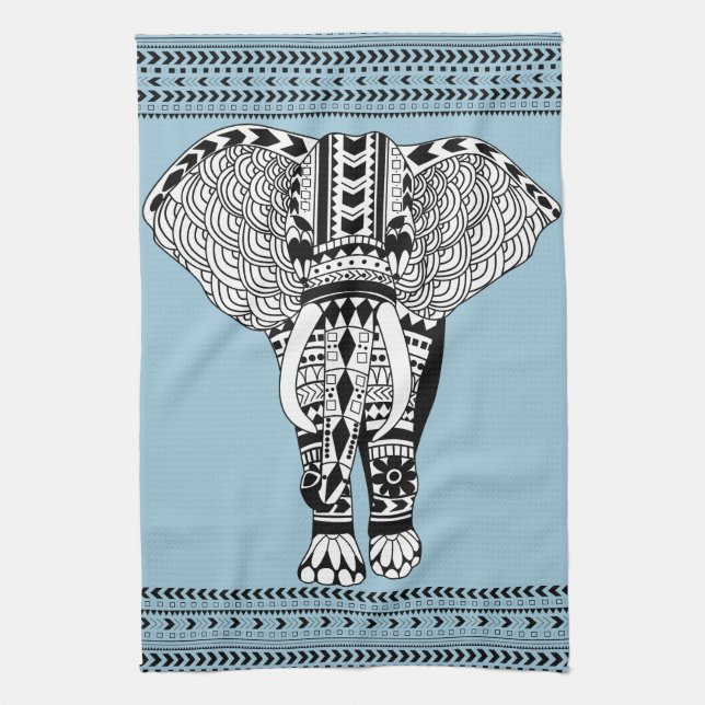 Serviette de cuisine tribale d'éléphant (Vertical)
